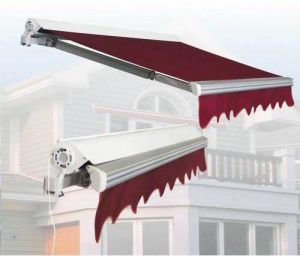 Maroon PVC Window Retractable Awning for Outdoor