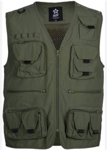 Mens Dark Green Cargo Vest Jacket