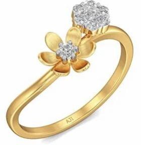 Ladies Real Diamond Flower Designer Gold Ring