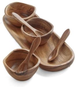 Wooden Soup Bowl Set