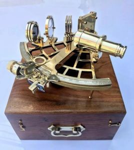 Brass Sextant With Wooden Box