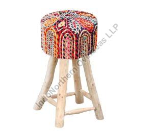 Wooden Jute Pouf Stool