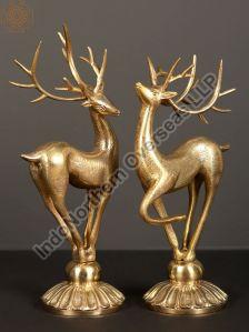 Brass Reindeer Statue Set