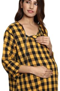 Checked Maternity Feeding Dress