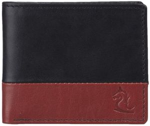 KARA Men's Genuine Leather Wallet - Dual Color Red and Black Bifold Wallets for Men