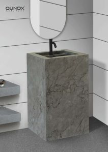 Irina Grey Carving Single Piece Wash Basin