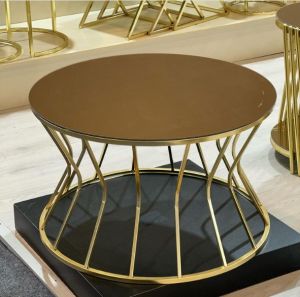 set of 2 black circular twisted legs table