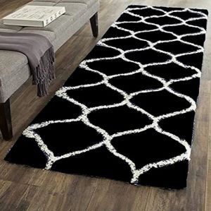 Luxe Black Rectangle Shaggy Fur Rug