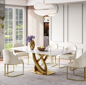 White Marble 6 Seat Dining Table Hotel Elegance