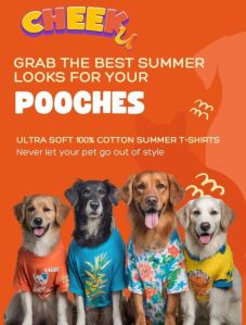 CHEEKu Ultra Soft 100% Cotton Graphic Tshirt for Pets-Dogs