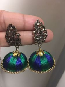 Silk thread earring