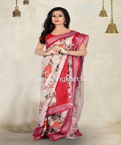 Colorful linen saree