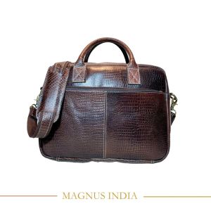 Croco print laptop bag