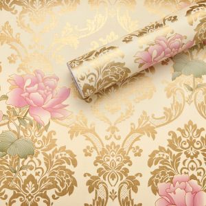 majestic golden damask wallpaper