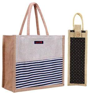 Eco Friendly Jute Bag with Bottle Bag-Reusable