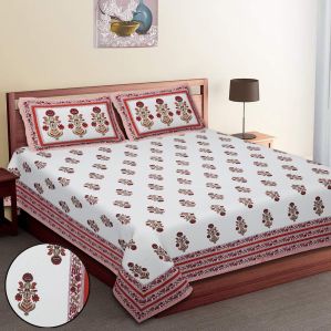 hand block printing king size bedsheet