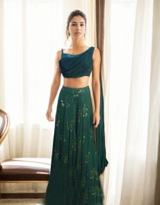 Dark Sea Green Lehenga Choli for Rental