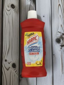 Red harpic bathroom cleaner