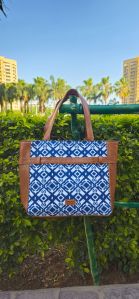 ikat printed fabric tote bag