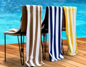 striped pool towels