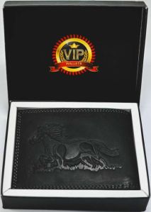 E-304 Mens Black Cow Hunter Leather Wallet