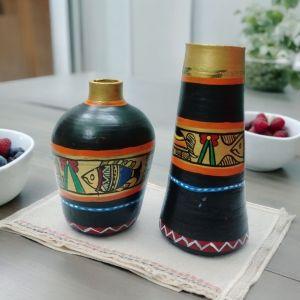 handpainted terracotta home decor flower pot set