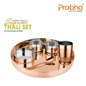 Pvd coated rose gold thali set