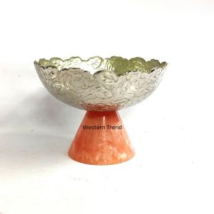 Silver Fruits Bowl With Resin Base