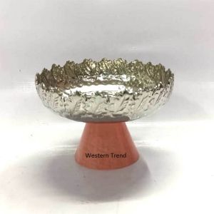 Silver Serving Platter With Resin Base