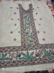 Madhubani hand painted kurti fabric