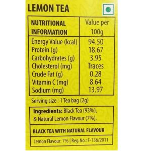 Granules n Beans Lemon Tea 100 Staple-Free Tea Bags