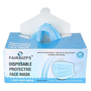 FAIRBIZPS Fabric Disposable Face Mask with Nose Clip, (Blue, Pack of 50), 3 Ply Mask,