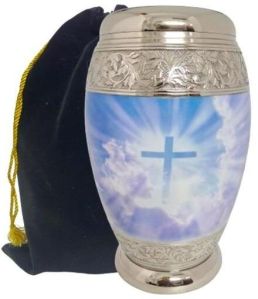 Adult Human Cremation Urn with Velvet Bag