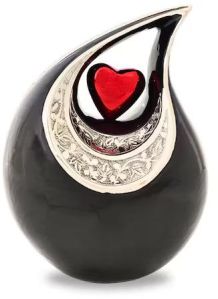 Handmade Black And Silver Teardrop Aluminium Cremation Urns