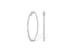 Lab Diamond Hoop Earrings In 14K White Gold G/VS