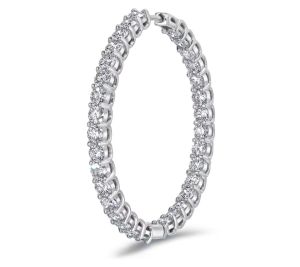 Lab Diamond Hoop Earrings In 14K White Gold G/VS
