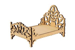 Laser Cut Wooden Doll Bed