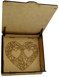 Heart Design Laser Cut MDF Wood Box