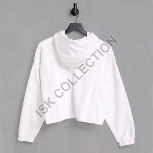 Doll Printed White Crop Hoodie