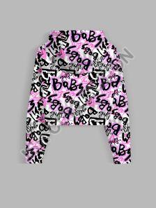 All Over Baby Girl Printed Crop Hoodie