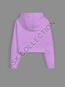Camera Girl Printed Purple Crop Hoodie