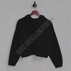 Plain Black Crop Hoodie