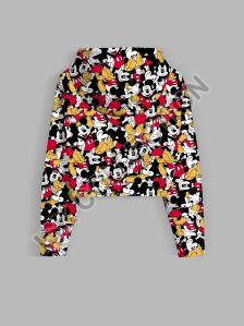 All Over Mickey Mouse Printed Crop Hoodie