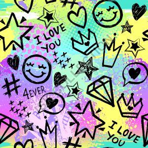 All Over I Love U Forever Printed Crop Hoodie