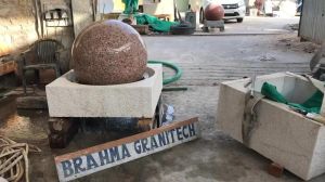 World Map Stone Fountain Ball
