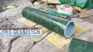 Green Black Marble Stone Round Polished Pillar