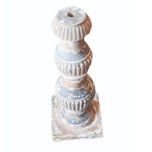 Carved Mango Wood Candle Holder