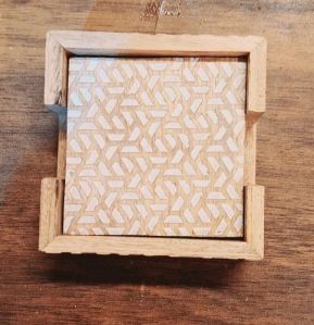 Carved Wooden Coaster Set