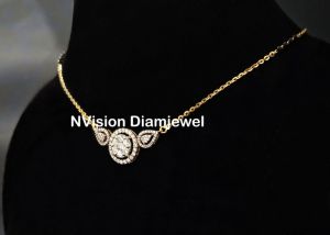 Natural Diamond illusion Pressure Setting Solitaire Mangalsutra