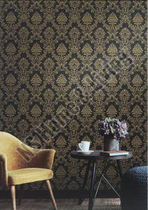 Blue & Golden Royal Printed Wallpaper